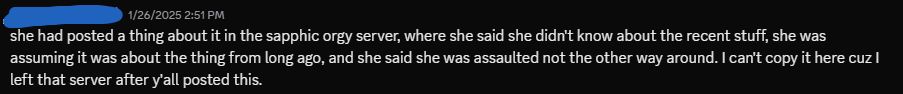 A Discord screenshot with a transcript below.