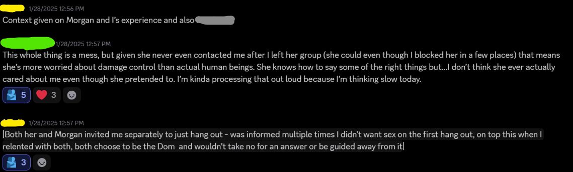 A Discord screenshot with a transcript below.