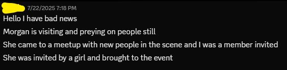 A Discord screenshot with a transcript below.